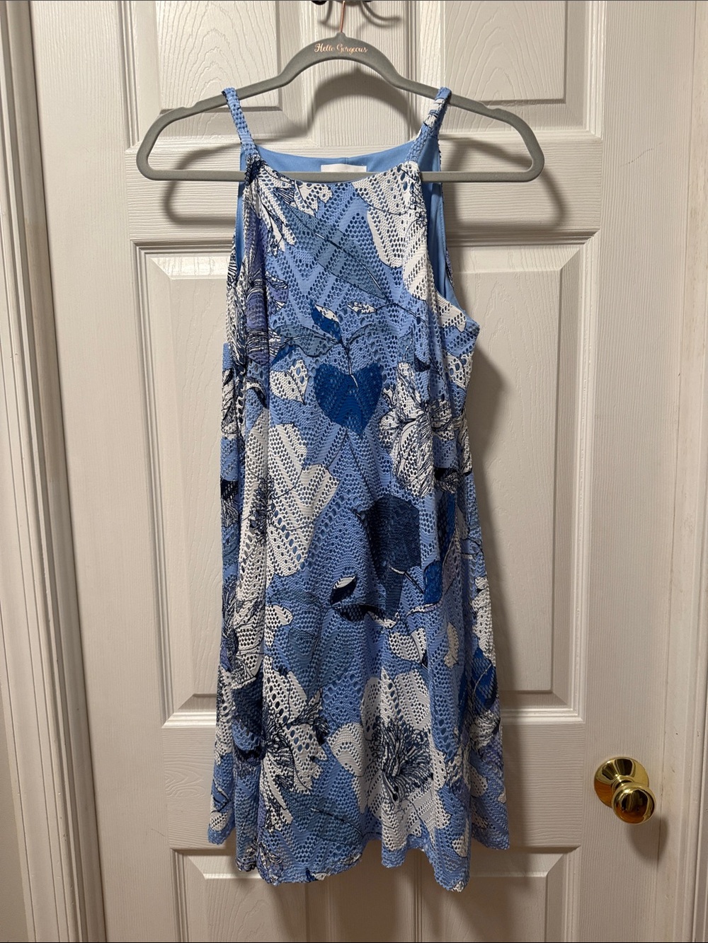 Sleeveless Blue Floral Print Women's Dress